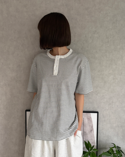 ストライプヘンリーネックTシャツ CH2349