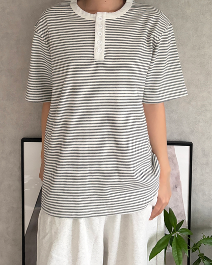 ストライプヘンリーネックTシャツ CH2349