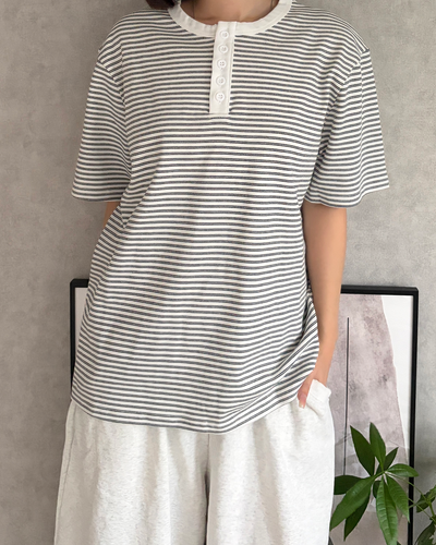 ストライプヘンリーネックTシャツ CH2349