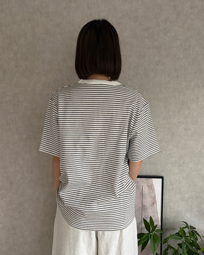 ストライプヘンリーネックTシャツ CH2349