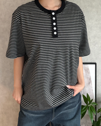 ストライプヘンリーネックTシャツ CH2349