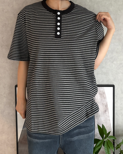 ストライプヘンリーネックTシャツ CH2349