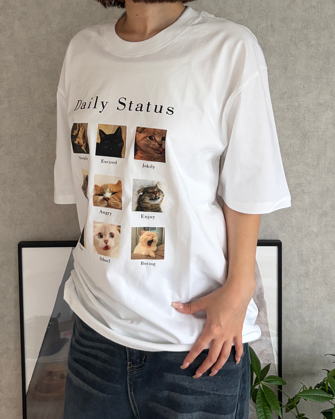 キャットフォトプリントTシャツ CH2361