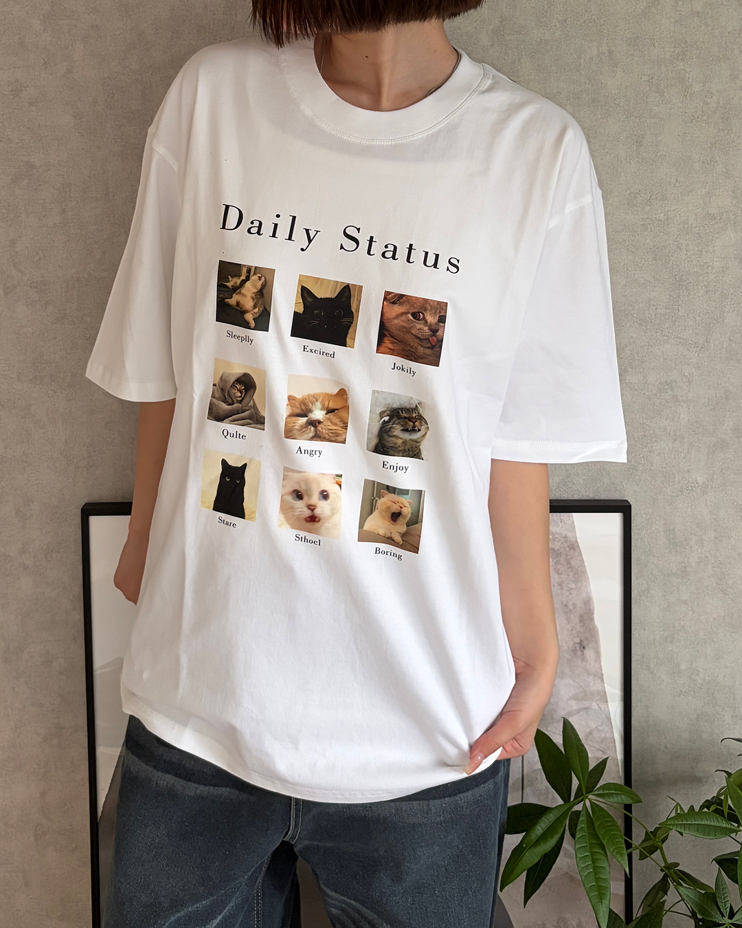 キャットフォトプリントTシャツ CH2361