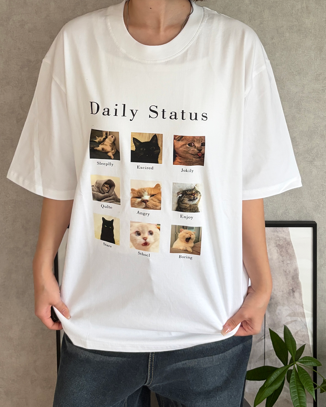 キャットフォトプリントTシャツ CH2361