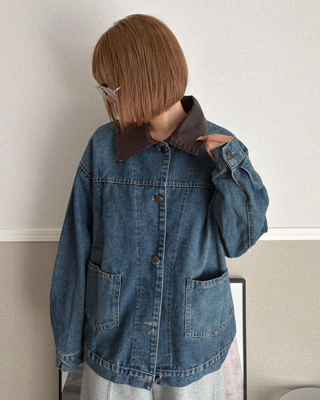 カラーアクセントウォッシュドデニムジャケット CH2376