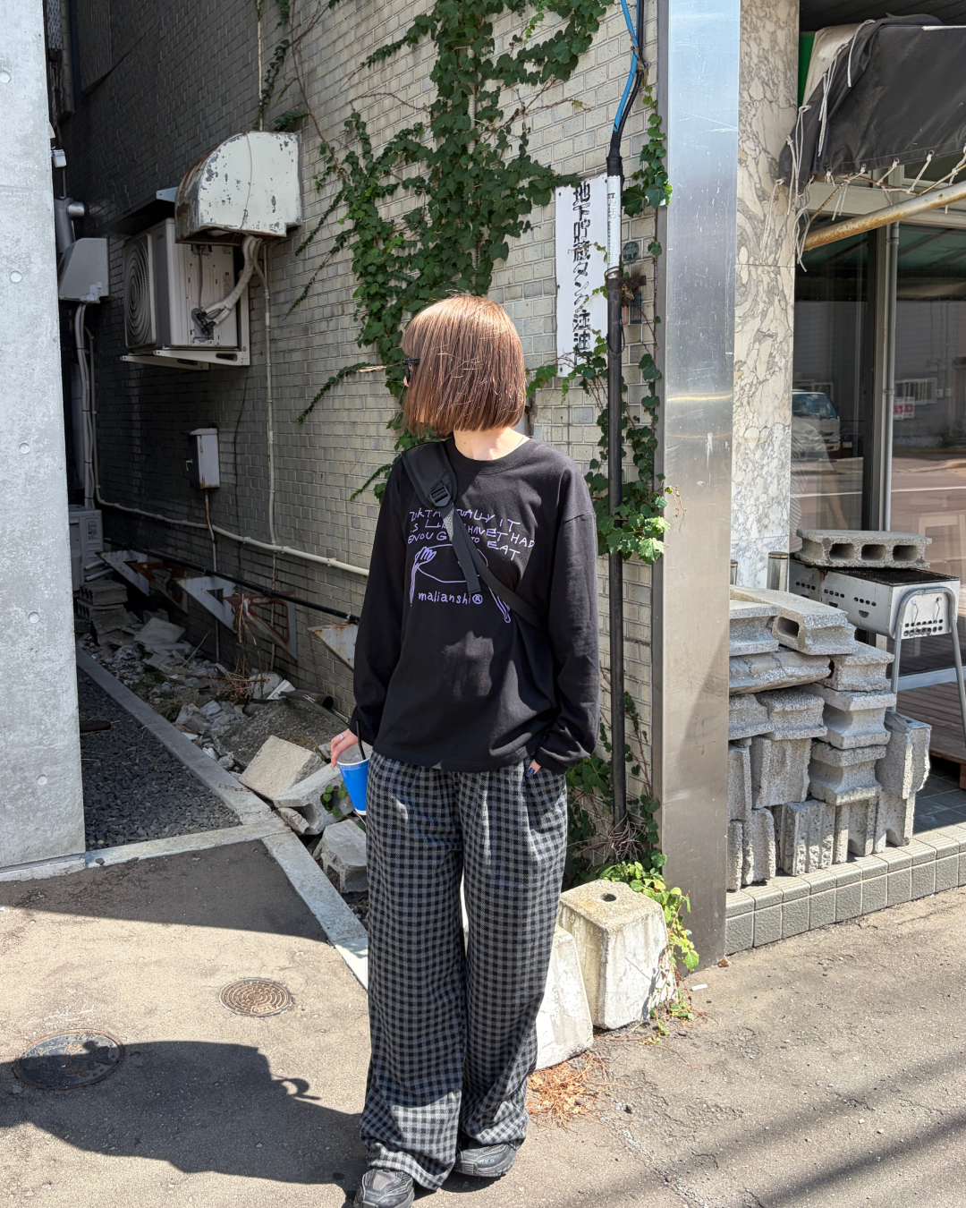 グレーチェックショルダーバッグ CH2447