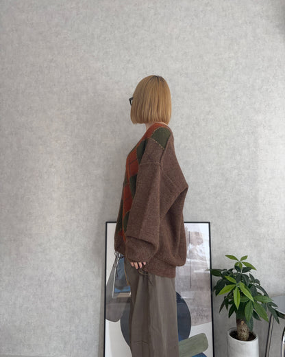 【即納】アーガイルフリンジニットCH5000