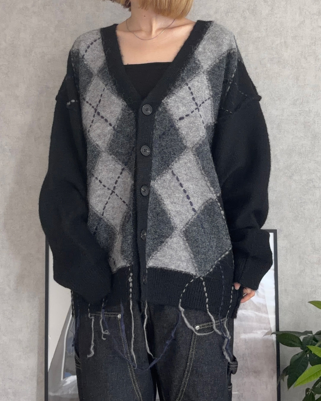 【即納】アーガイルフリンジニットCH5000