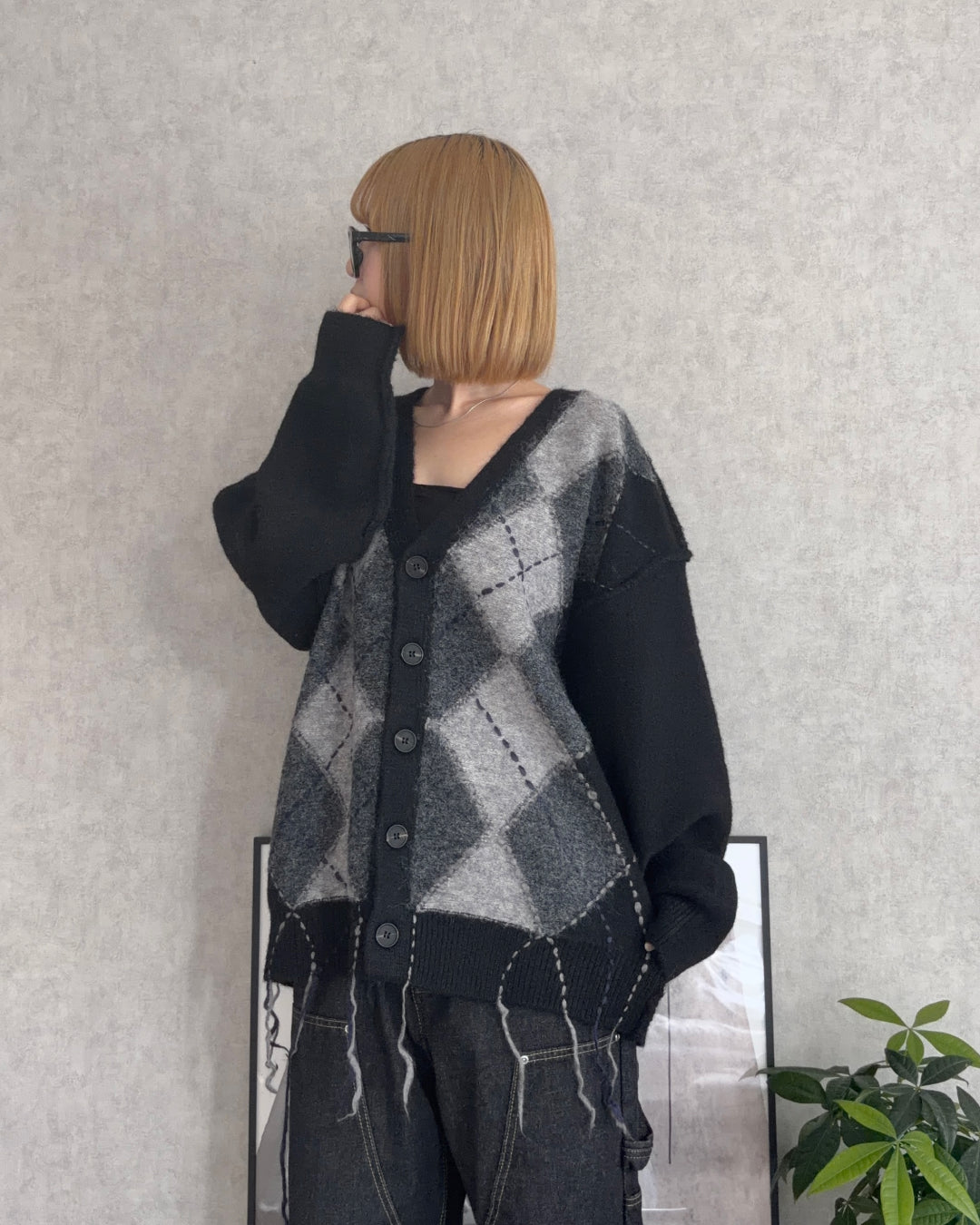 【即納】アーガイルフリンジニットCH5000