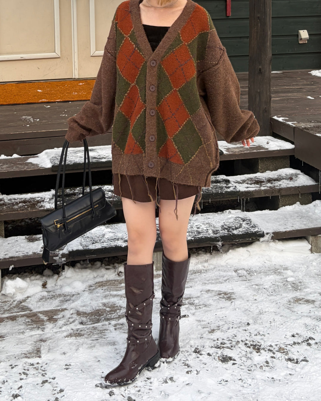 【即納】アーガイルフリンジニットCH5000