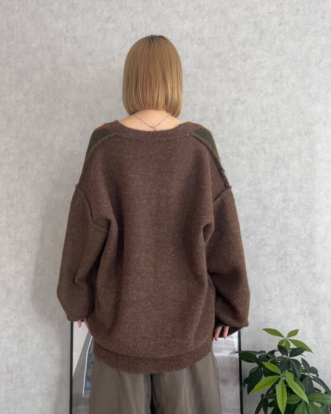 【即納】アーガイルフリンジニットCH5000