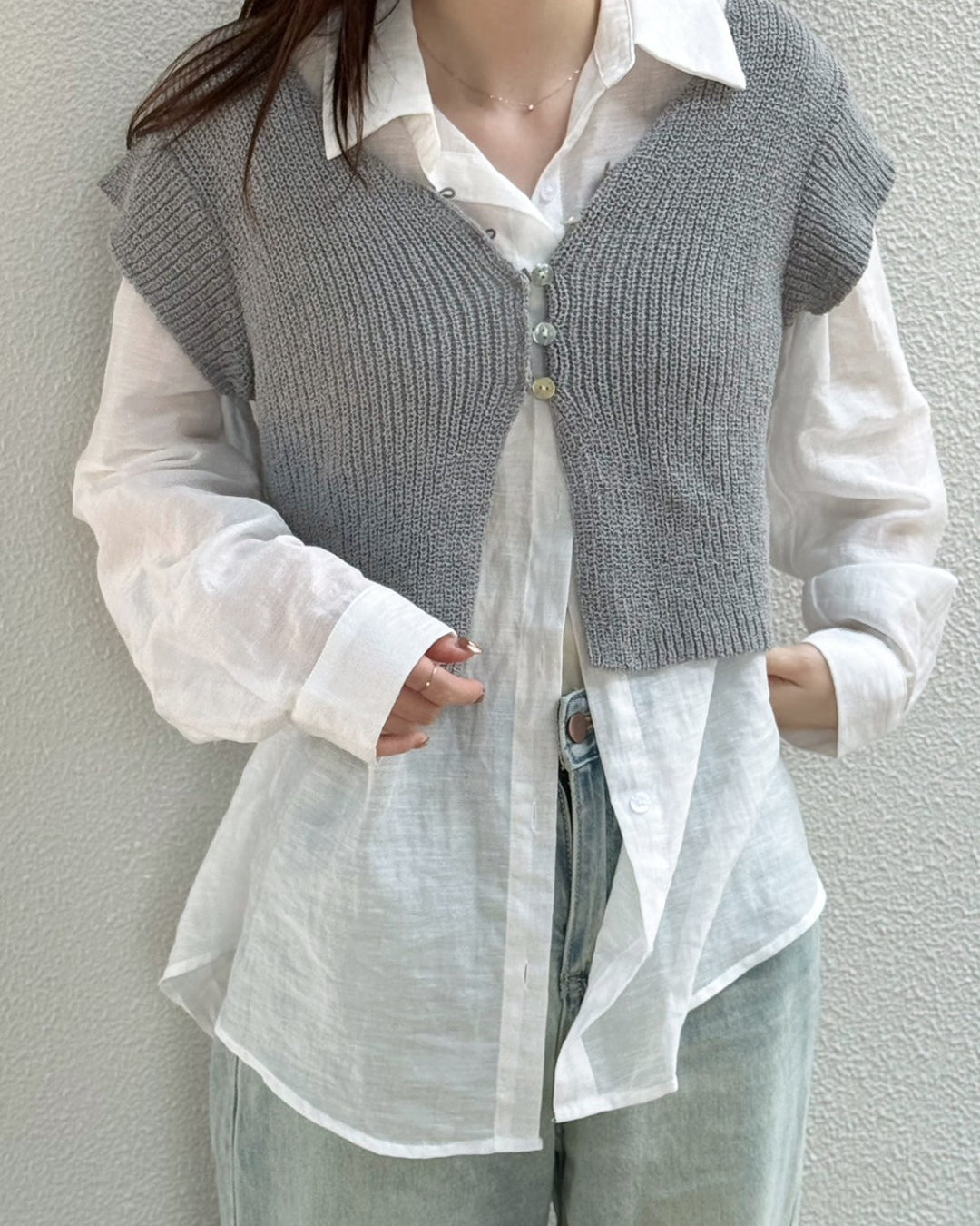 ファビアナフィリッピ＊さらさらコットン 2枚仕立て サマーニット