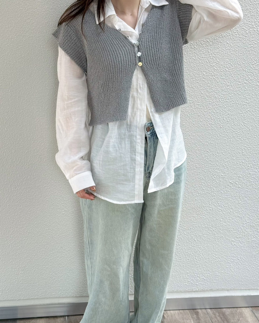 【新品未使用】MARNO Mila knit shirt カーディガン MIXロゴニットカーディガン(110cm アイボリー): キッズ