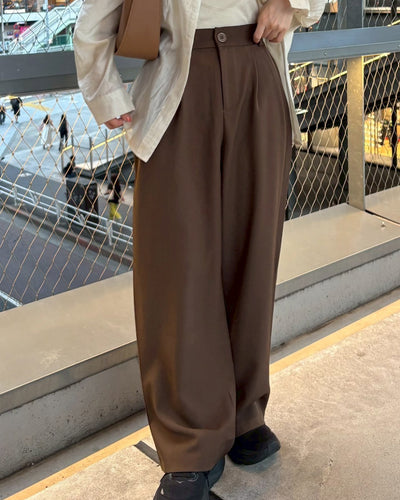 ブラウンストレートワイドスラックス CM0050