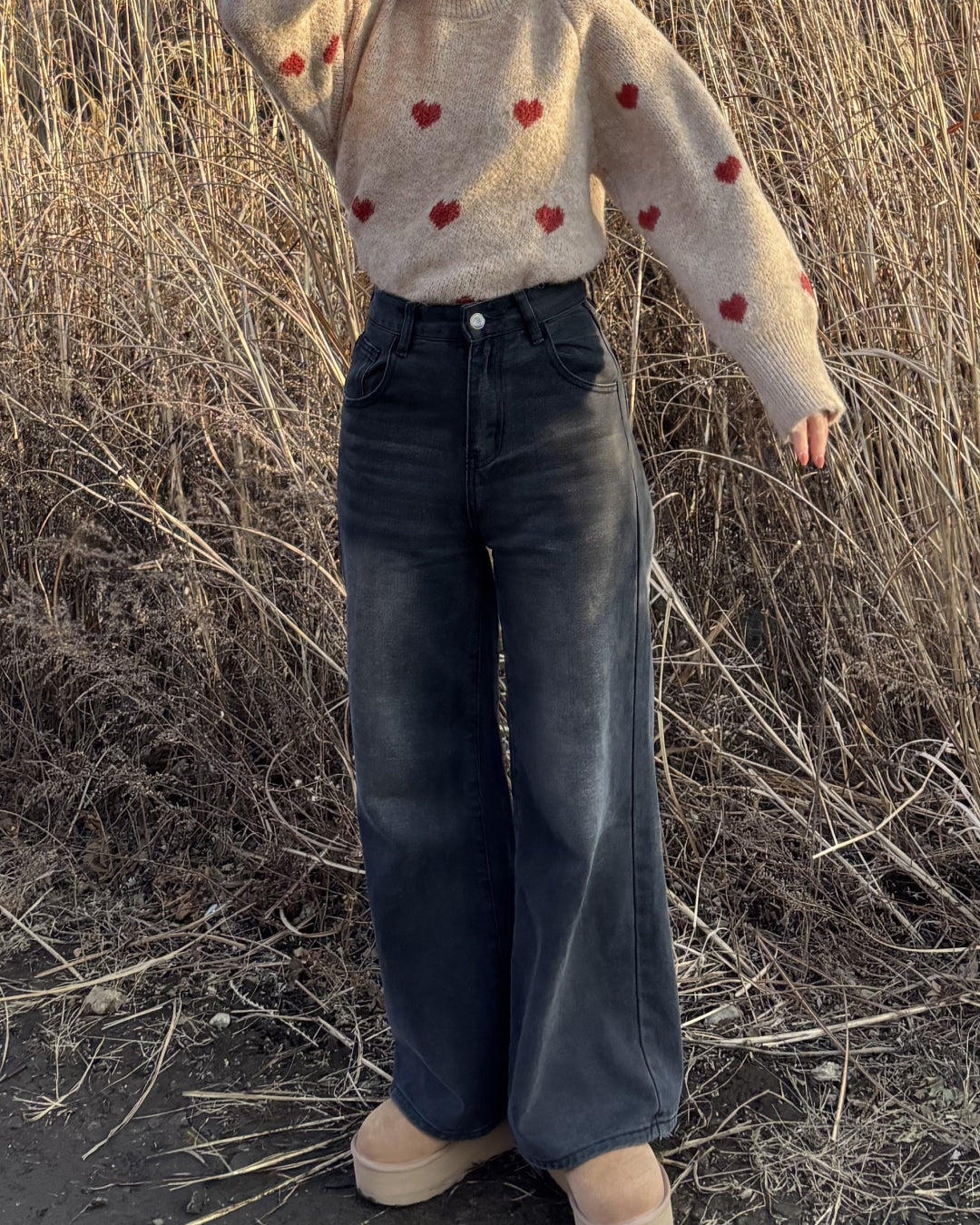 STELLA McCARTNEY ハート柄 ウール プルオーバー ニット Stella McCartney - STELLA McCARTNEY ハート柄 ウール プルオーバー