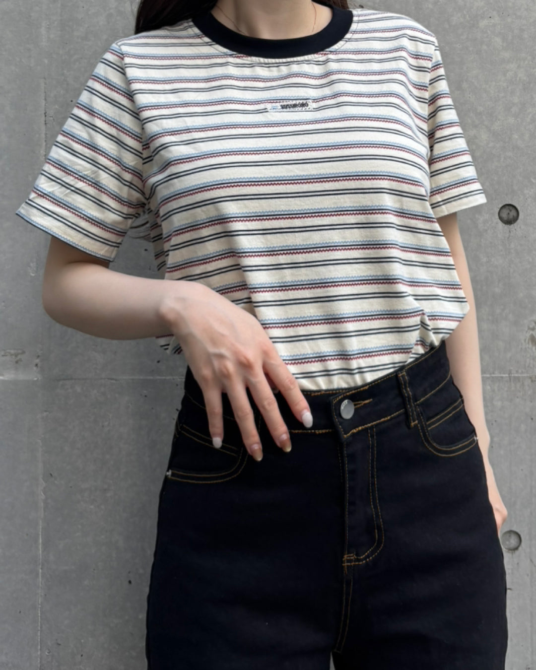 ユニークストライプTシャツ CM0215