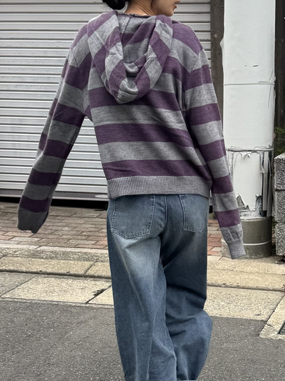 ストライプフーディセーター DG0005
