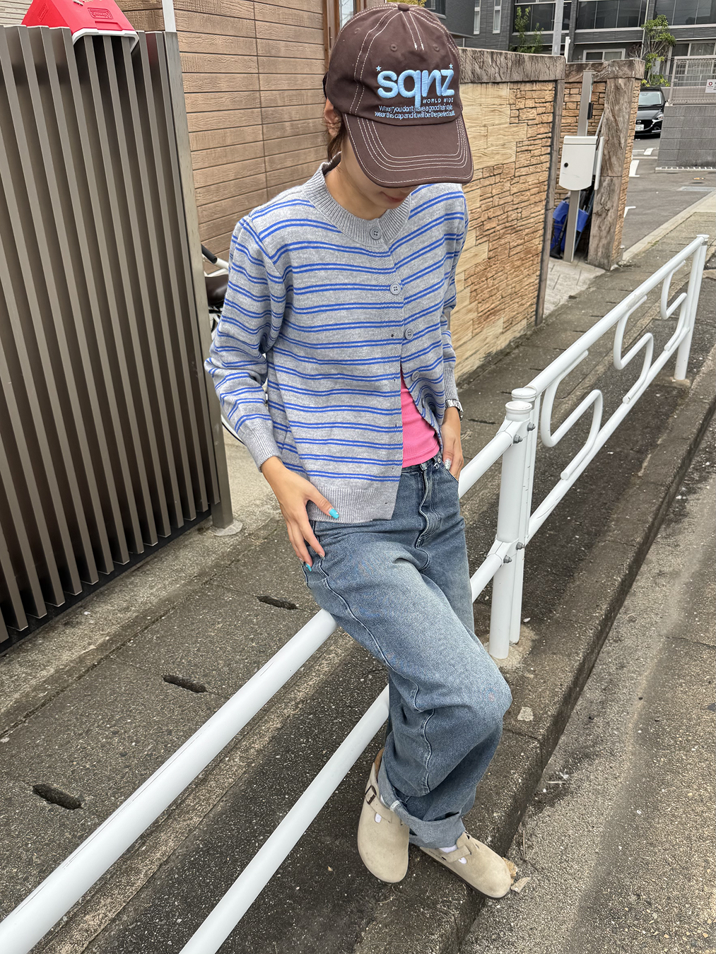 レトロストライプロングカーディガン DG0006