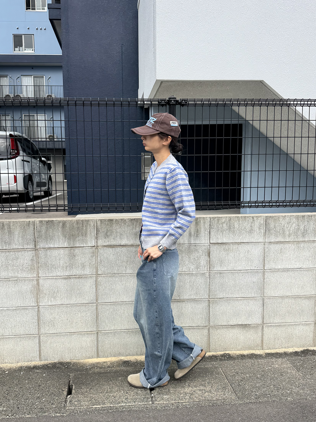 レトロストライプロングカーディガン DG0006