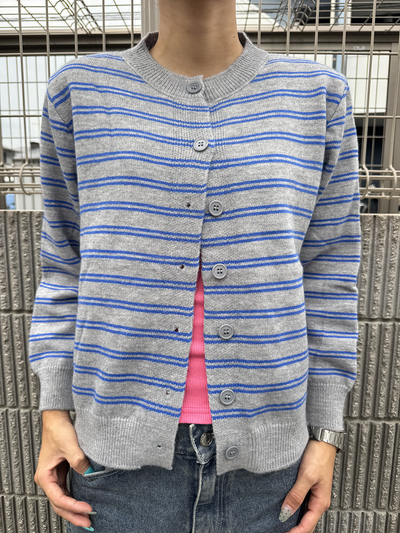 レトロストライプロングカーディガン DG0006