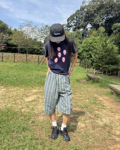 クロップドスポーティーカジュアルチェックショーツ DG0030