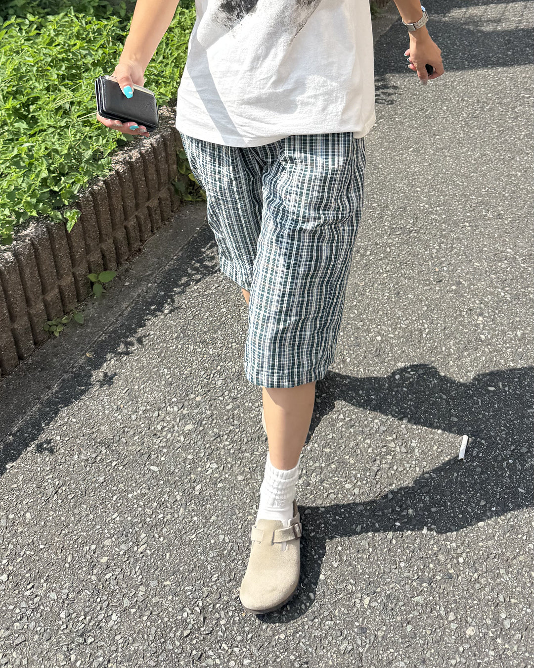 クロップドスポーティーカジュアルチェックショーツ DG0030