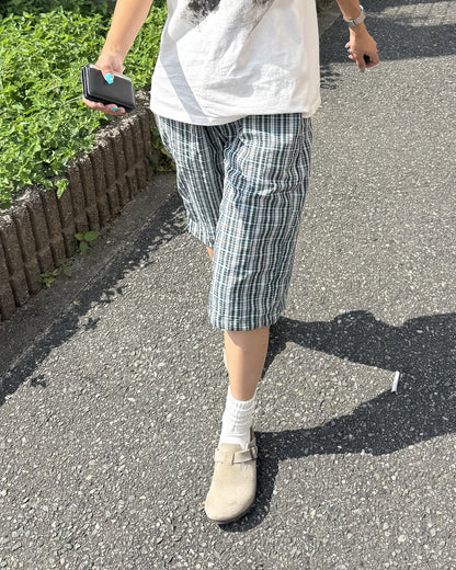 クロップドスポーティーカジュアルチェックショーツ DG0030