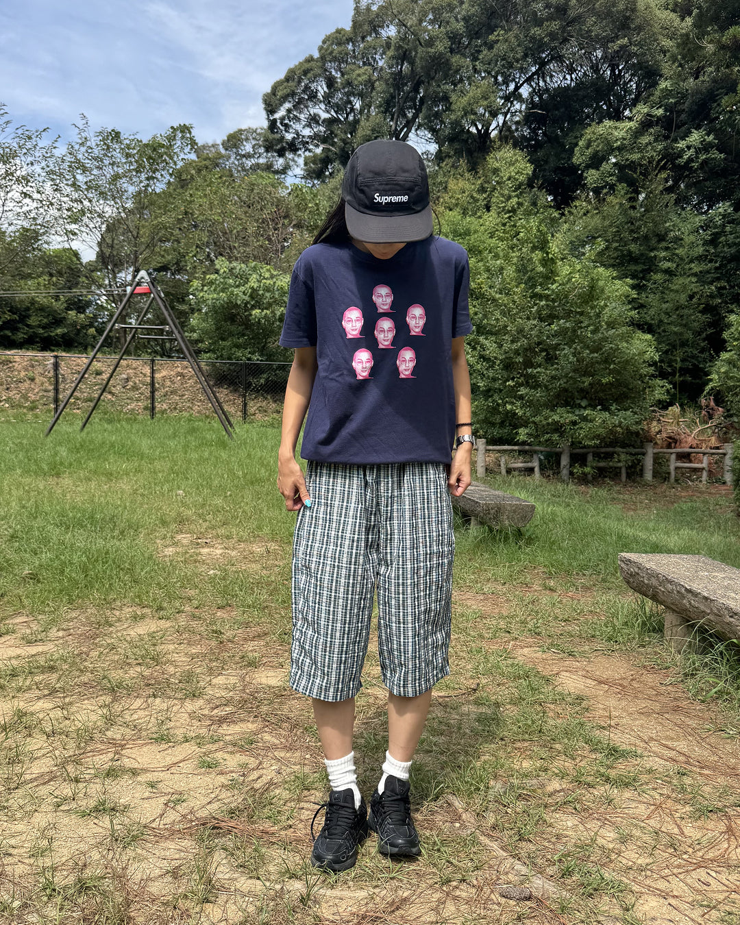 クロップドスポーティーカジュアルチェックショーツ DG0030