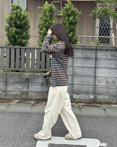 オーバーサイズツーカラーボーダートップス DG0033