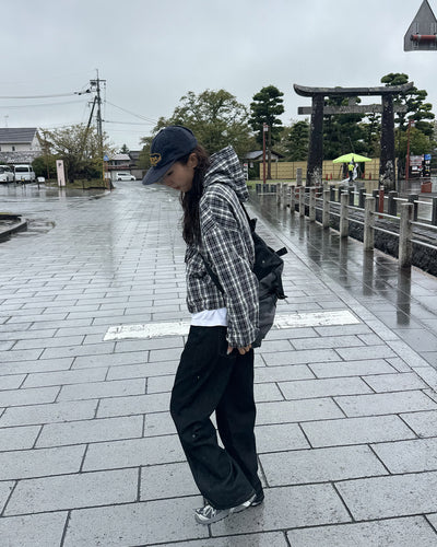 チェック柄ジップアップパーカー DG0036