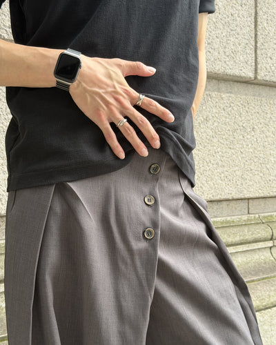 アシンメトリーボタンフライワイドスラックス EN0026
