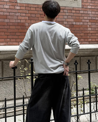 マイクロボーダーヘンリーネックロングTシャツ EN0028