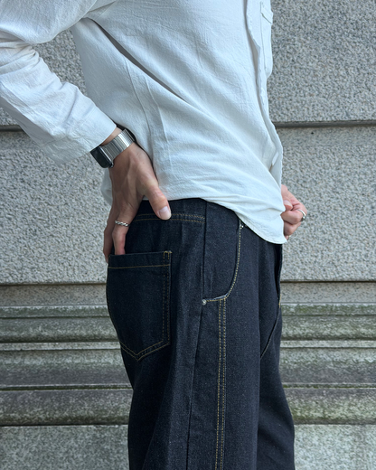 ステッチラインノンウォッシュワイドデニムパンツ EN0106