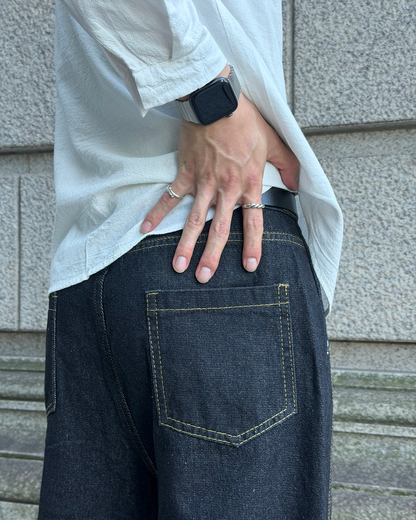 ステッチラインノンウォッシュワイドデニムパンツ EN0106