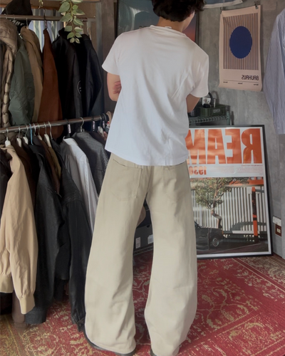 ホワイトワイドレッグバルーンカジュアルパンツ FR0028