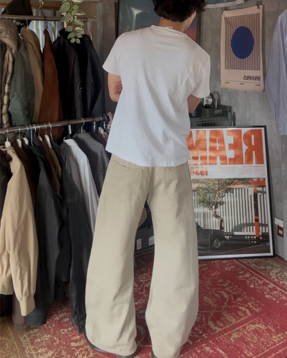 ホワイトワイドレッグバルーンカジュアルパンツ FR0028