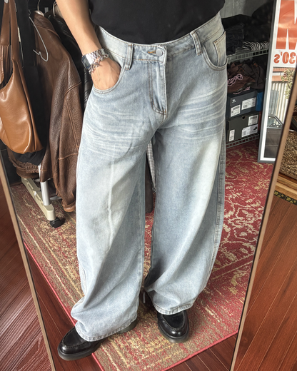 ライトウォッシュストレートデニムパンツ FR0086
