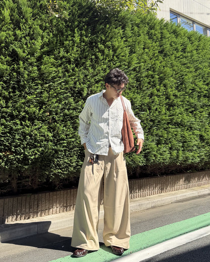 ワイドベージュスラックスパンツ FR0114