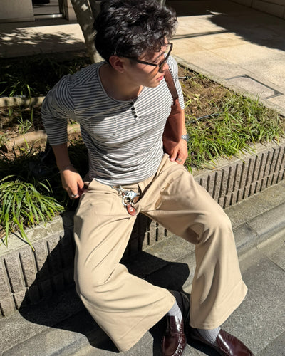 ワイドベージュスラックスパンツ FR0114