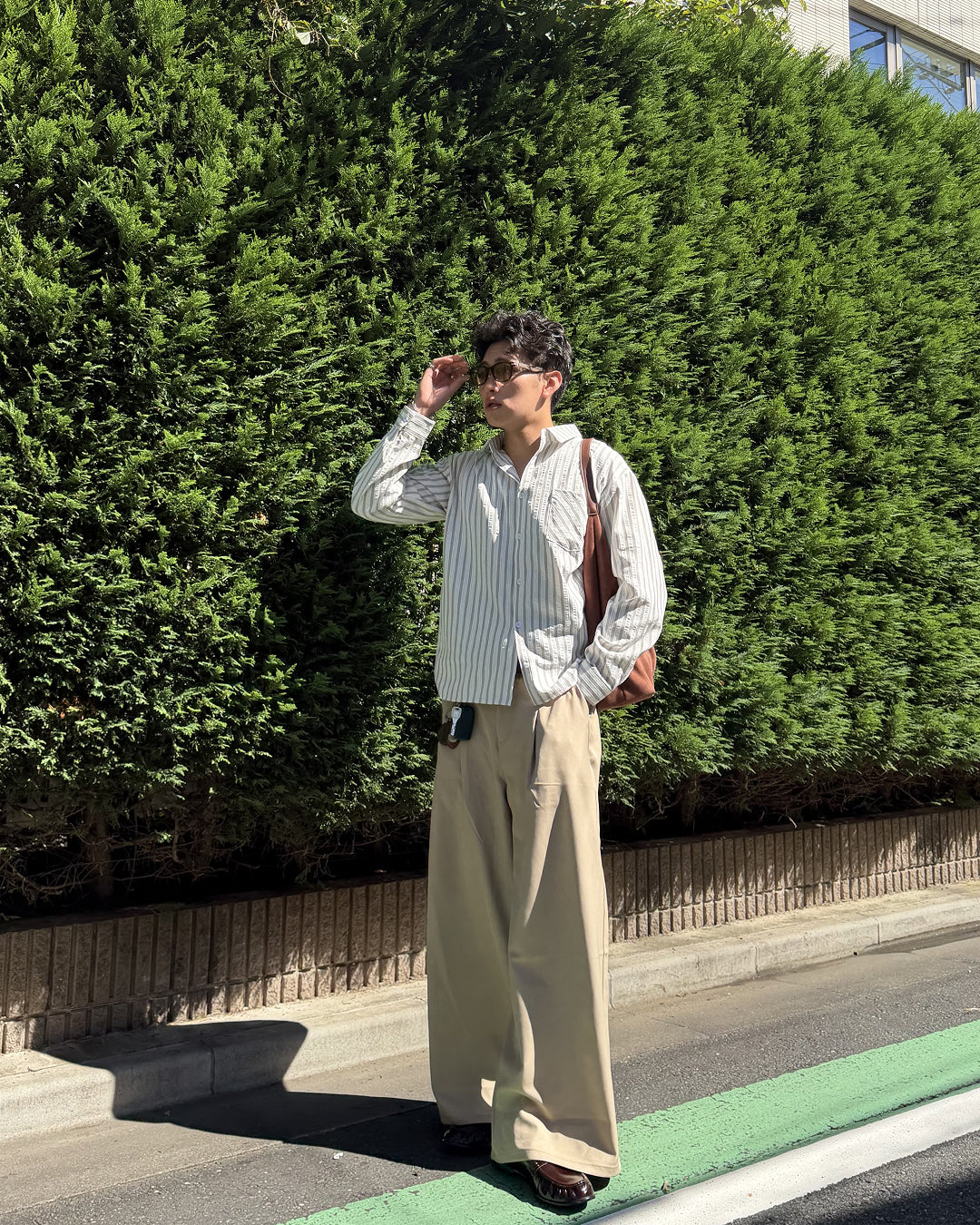 ワイドベージュスラックスパンツ FR0114