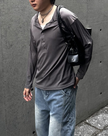 マルチボタンヘンリーネックロングTシャツ GA0056