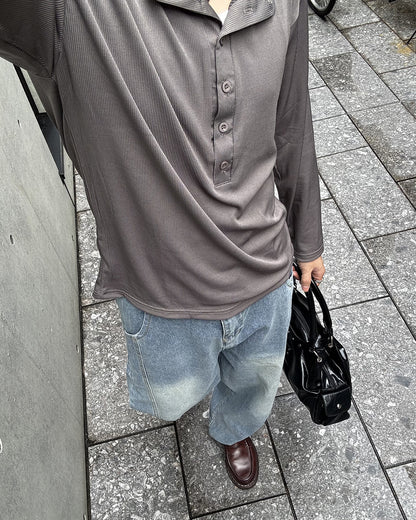 マルチボタンヘンリーネックロングTシャツ GA0056