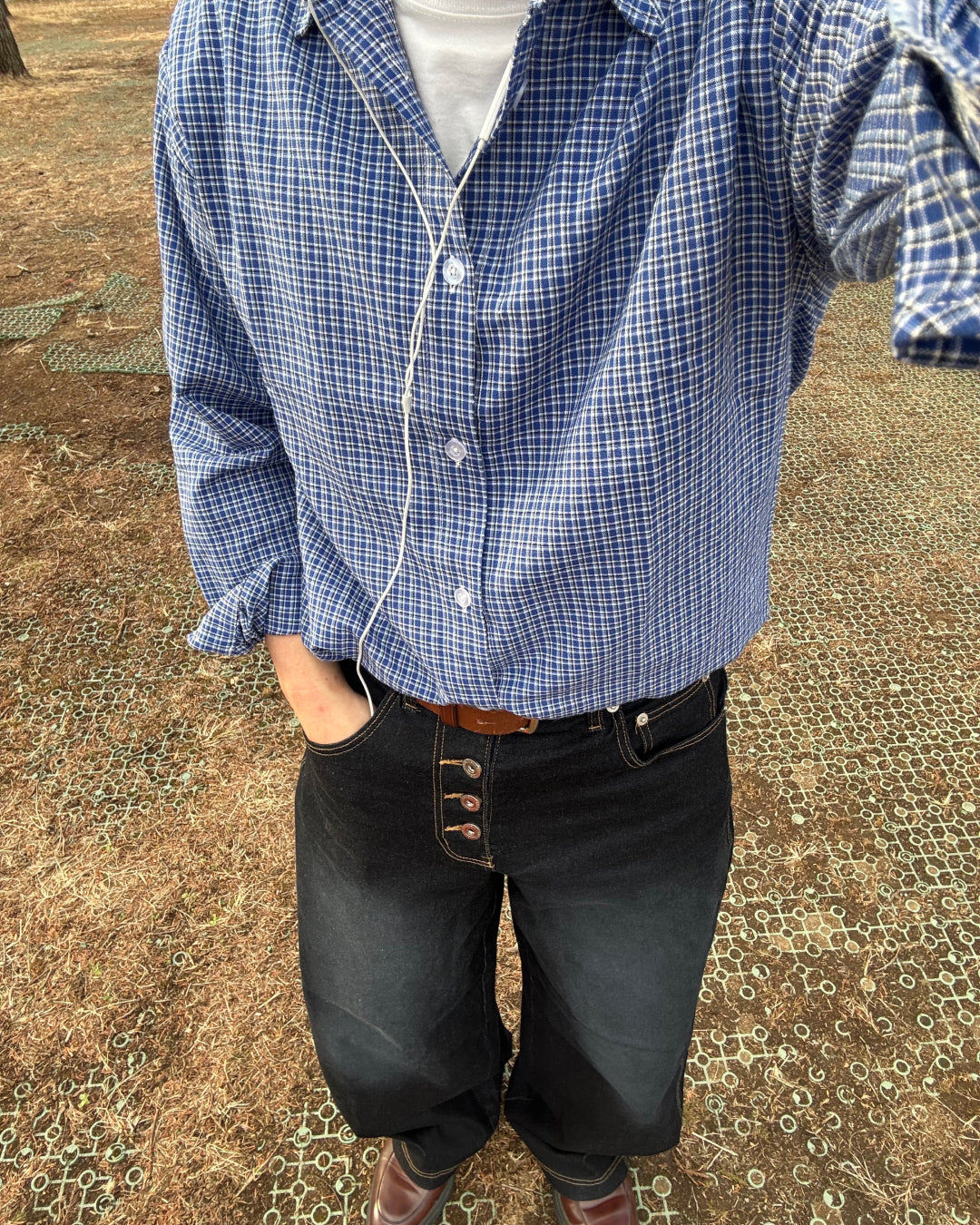 グリットブルーチェックシャツ GB0036