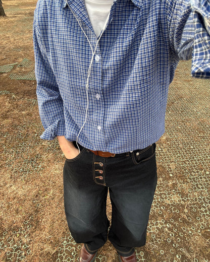 グリットブルーチェックシャツ GB0036