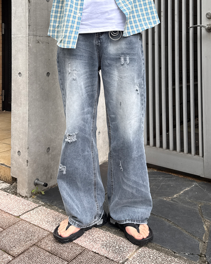 【発売予定】ダメージウォッシュストレートデニムパンツGC0156