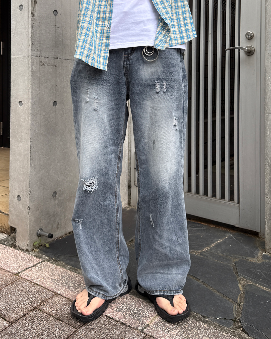 【発売予定】ダメージウォッシュストレートデニムパンツGC0156
