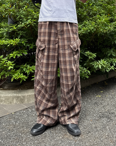 パンクチェックチェーンカーゴパンツ GC0166