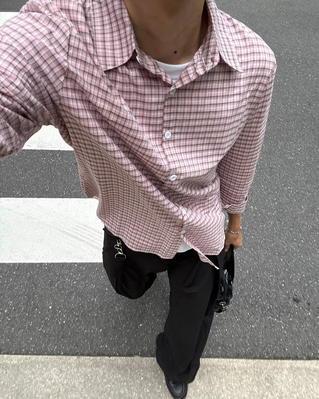 カジュアルチェック柄ロングシャツ GC0197