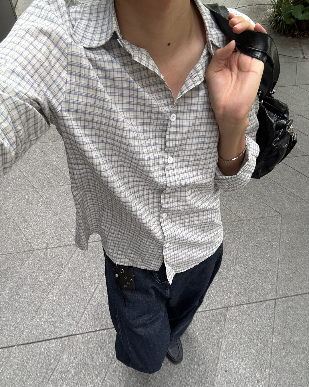 カジュアルチェック柄ロングシャツ GC0197